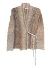 Kangra Cashmere Tie-waist Patterned Cardigan In Brown