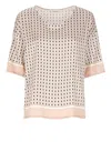 Kangra Cashmere -viscose Blouse With Geometric Pattern In White