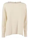 Kangra Cashmere Boat Neck Sweater With Trimmings Insert In Neutral