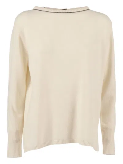 KANGRA CASHMERE TRIM CREW-NECK SWEATER