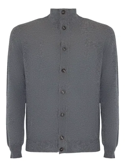 Kangra Cashmere Turtleneck Button Cardigan In Gray