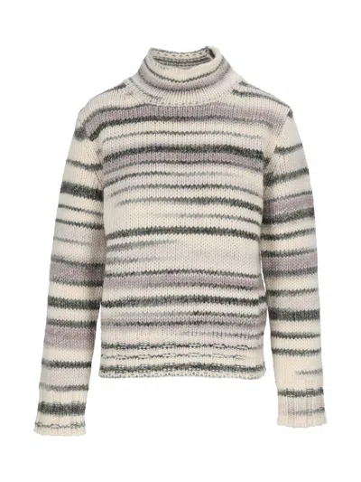 Kangra Cashmere Knitted Turtleneck Sweater With Printed Yarn And Ribbed Finish In Multi