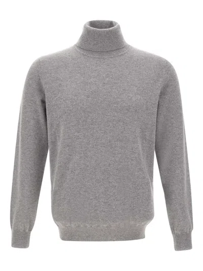 Kangra Cashmere Turtleneck Ribbed-edge Sweater In Gray