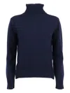Kangra Cashmere Regular Fit Turtleneck With Dropped Hem In Blue