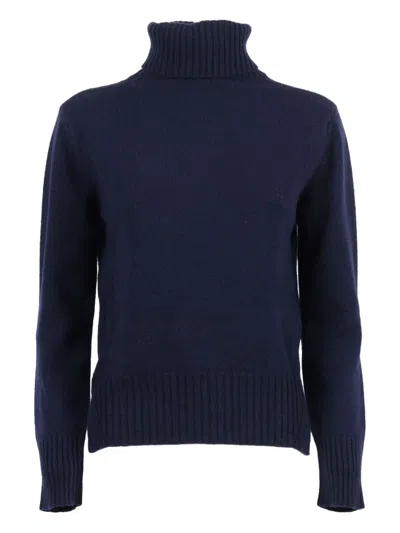 Kangra Cashmere Turtleneck Ribbed-hem Sweater In Blue