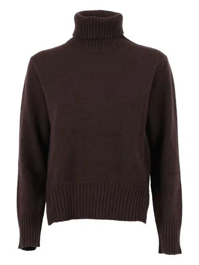 Kangra Cashmere Turtleneck Ribbed-hem Sweater In Brown