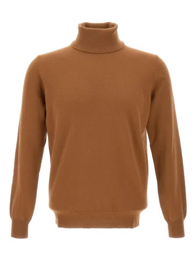 Kangra Cashmere Turtleneck Ribbed Knitwear In Brown