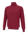 Kangra Cashmere Turtleneck Ribbed Sweater In Burgundy