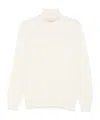 Kangra Cashmere High Turtleneck Wool-cashmere Sweater With Ribbed Cuffs In White