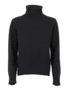 Kangra Cashmere Turtleneck Sweater With Ribbed Neckline In Black