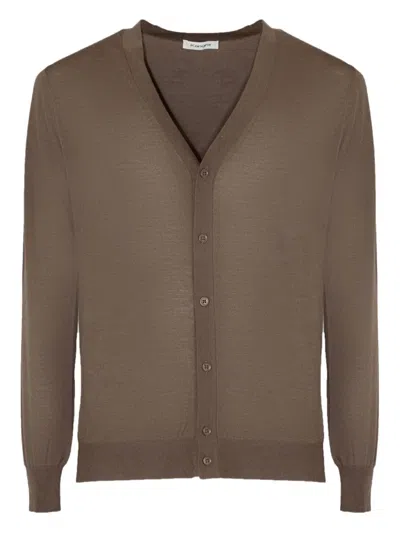 Kangra Cashmere V-neck Buttoned Cardigan In Brown