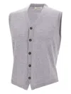 Kangra Cashmere V-neck Horn-button Vest In Gray