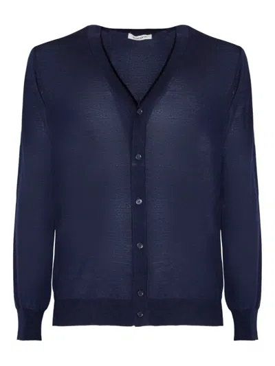 Kangra Cashmere V-neck Ribbed-trim Cardigan In Blue