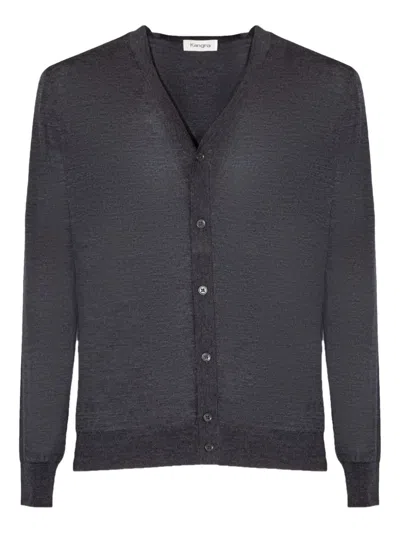Kangra Cashmere V-neck Ribbed-trim Cardigan In Gray