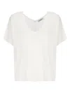 Kangra Cashmere Kangra White Linen Knit Top In White