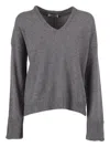 Kangra Cashmere Knit Pullover With Strass Embellishments At Cuffs In Gray