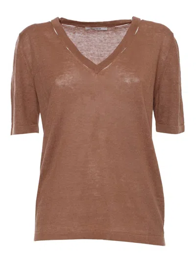 Kangra Cashmere V-neck Jumpers In Brown