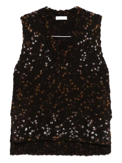 Kangra Cashmere V-neck Top In Brown