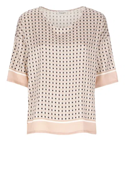 Kangra Cashmere -viscose Blouse With Geometric Pattern In White
