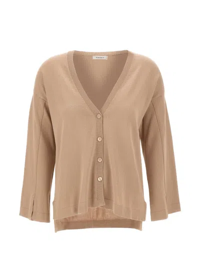 Kangra Cashmere V-neck Cotton Cardigan In Brown
