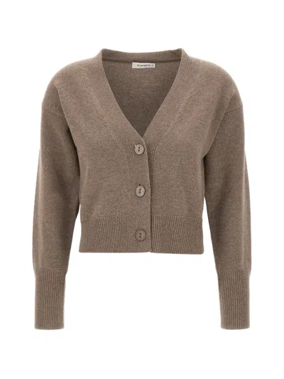 Kangra Cashmere V-neck Cropped Cardigan In Brown