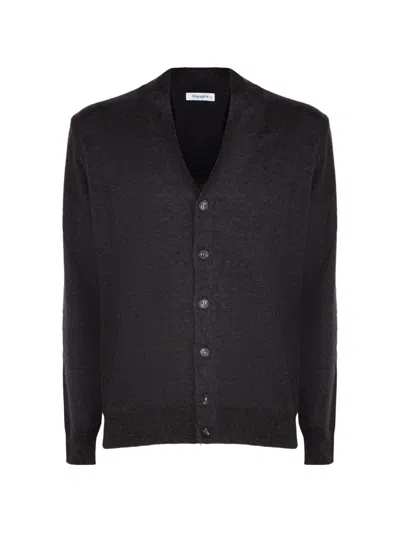 Kangra Cashmere V-neck Knitted Cardigan In Brown