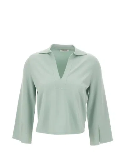 Kangra Cashmere V-neck Slit-sleeve T-shirt In Blue