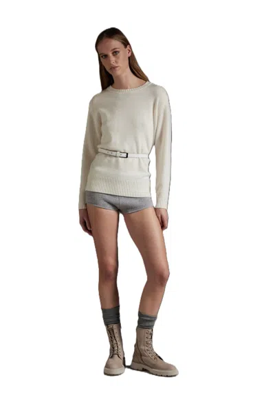 Kangra Cashmere White Crewneck Wool Sweater In Neutral
