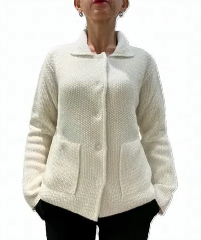 Kangra Cashmere White Hooded Blazer In Neutral