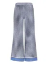 Kangra Cashmere Wide-leg Pants With Geometric Pattern In Blue
