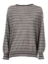 Kangra Cashmere Wide-neck Knit Top With Frayed Edges In Gray