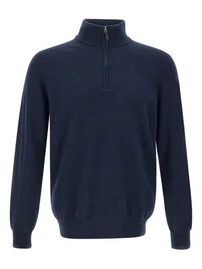 Kangra Cashmere Mezza Zip Finezza 14gg In Blue