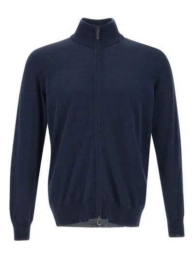 Kangra Cashmere Zip High-neck Cardigan In Blue