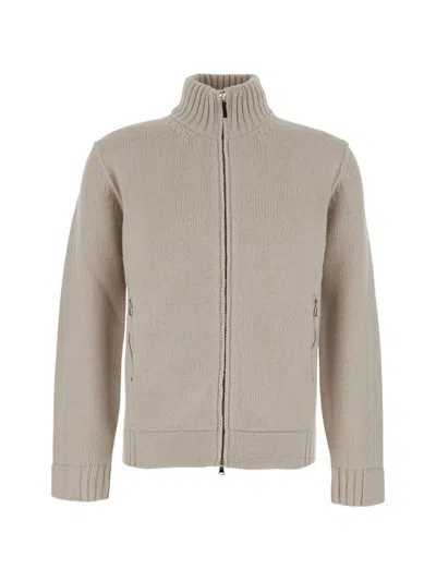 Kangra Cashmere Zip-up Ribbed-trim Cardigan In Gray