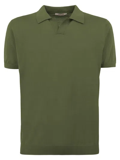 Kangra Green Silk And Cotton Shaved Polo Shirt