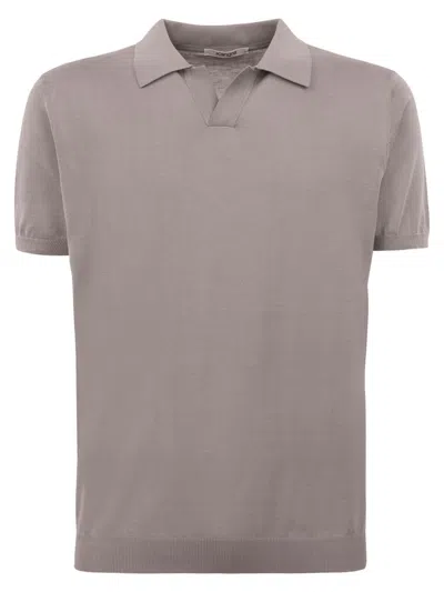 Kangra Grey Silk And Cotton Shaved Polo Shirt