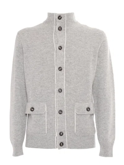 KANGRA CASHMERE KNITTED JACKET WITH BUTTONS AND POCKETS