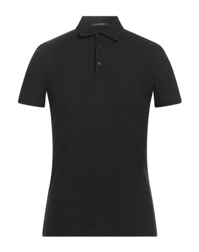 Kangra Cashmere Kangra Man Polo Shirt Black Size 38 Cotton