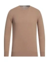 Kangra Man Sweater Camel Size 48 Wool, Silk, Cashmere In Beige