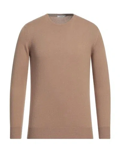 Kangra Man Sweater Camel Size 48 Wool, Silk, Cashmere In Beige