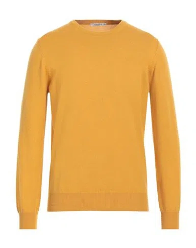 Kangra Man Sweater Ocher Size 46 Wool, Silk, Cashmere In Yellow