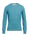 Kangra Cashmere Kangra Man Sweater Sky Blue Size 38 Cotton In Blue