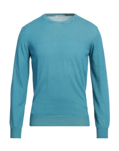 Kangra Cashmere Kangra Man Sweater Sky Blue Size 38 Cotton