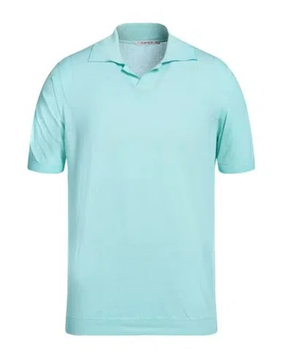 Kangra Cashmere Kangra Man Sweater Turquoise Size 40 Cotton In Blue