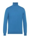 Kangra Cashmere Kangra Man Turtleneck Azure Size 42 Merino Wool In Blue