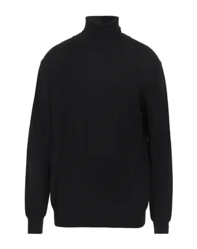 Kangra Cashmere Kangra Man Turtleneck Black Size 44 Merino Wool, Silk, Cashmere