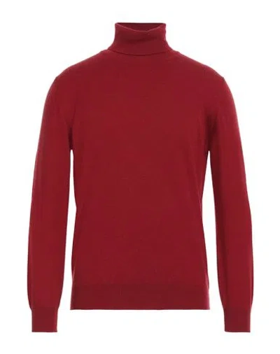 Kangra Cashmere Kangra Man Turtleneck Brick Size 46 Wool, Silk, Cashmere In Red
