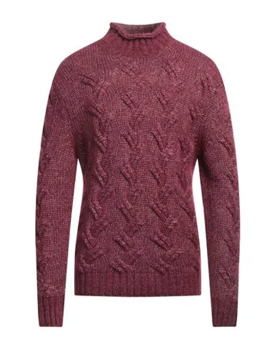 Kangra Cashmere Kangra Man Turtleneck Burgundy Size 46 Cotton, Wool, Acrylic, Alpaca Wool In Red