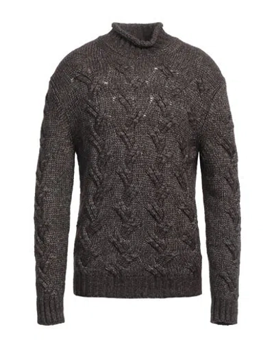 Kangra Cashmere Kangra Man Turtleneck Dark Brown Size 36 Cotton, Wool, Acrylic, Alpaca Wool In Brown