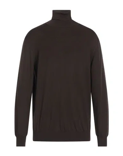 Kangra Cashmere Kangra Man Turtleneck Dark Brown Size 46 Merino Wool